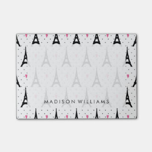 Eiffelturm-Tupfen-u. Herz-Muster Post-it Klebezettel
