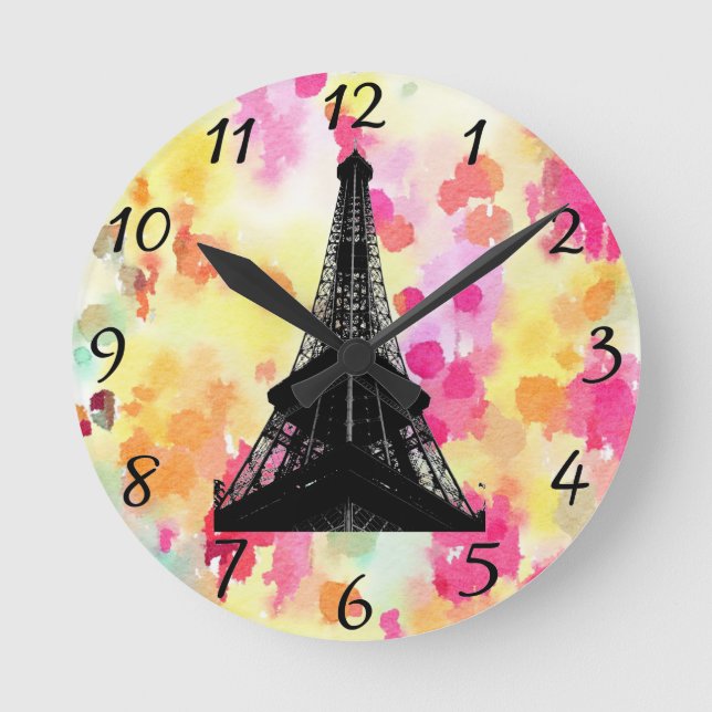Eiffelturm-Uhr Runde Wanduhr (Vorderseite)
