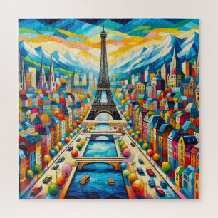 Eiffelturm und bunte Gebäude