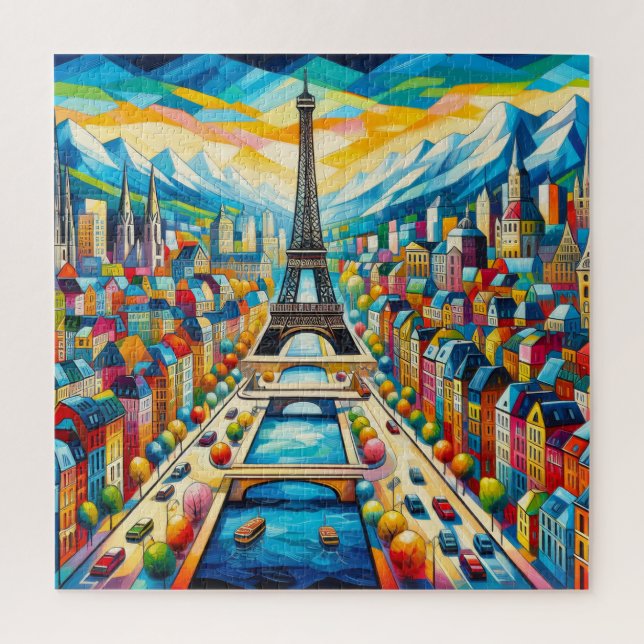 Eiffelturm und bunte Gebäude (Vertikal)