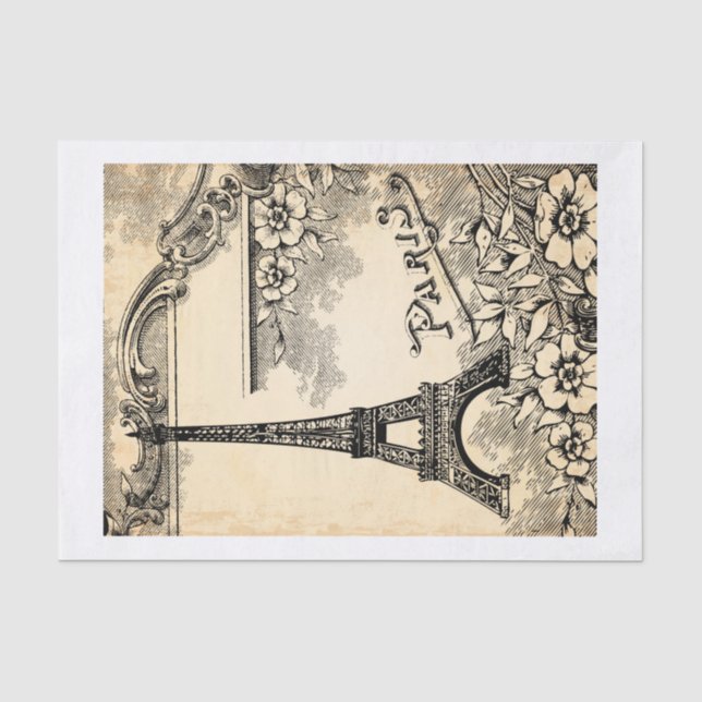 Eiffelturm und das Wort "Paris" drucken Seidenpapier (Vorderseite)