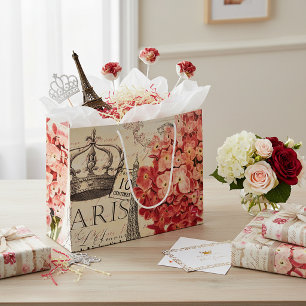 Eiffelturm und Hortensie  Große Geschenktüte