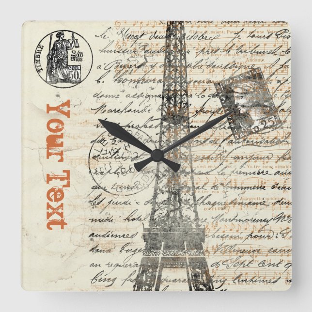 Eiffelturm Vintage französische Uhr (Vorderseite)