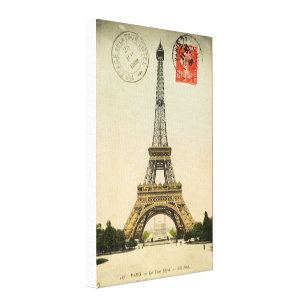 Eiffelturm Vintage Postmark Art Canvas Print Leinwanddruck