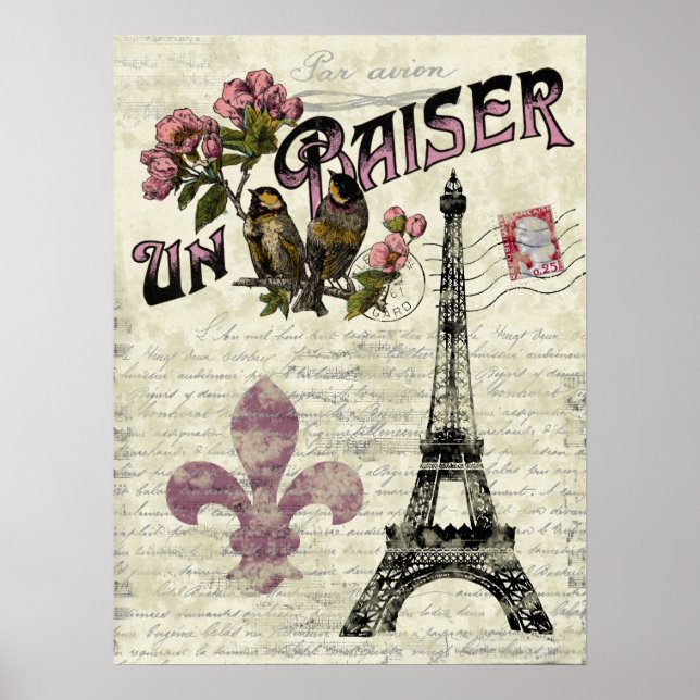 Eiffelturm Vintages französisches Poster (Vorne)