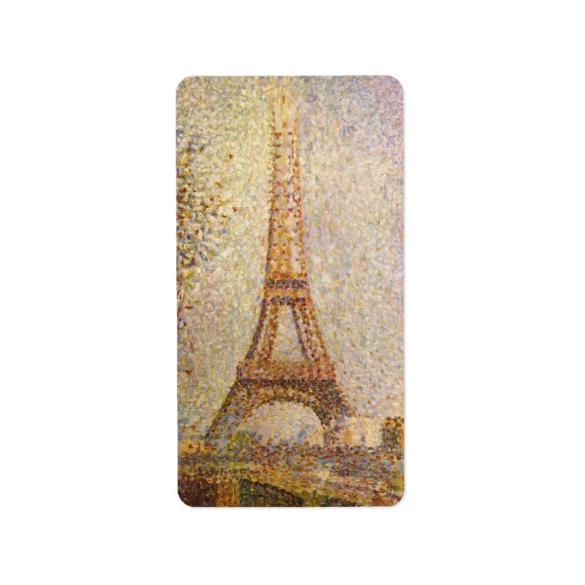 Eiffelturm von Georges Seurat, Vintage Kunst Adressaufkleber (Vorne)