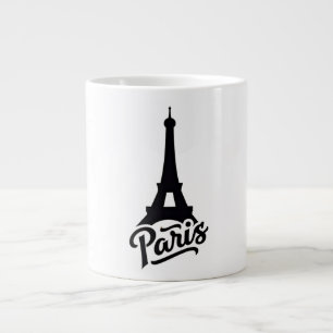 Eiffelturm von Paris (Frankreich) in Schwarz Jumbo-Tasse