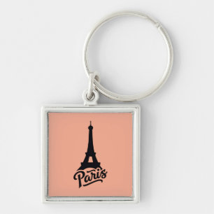 Eiffelturm von Paris (Frankreich) in Schwarz Schlüsselanhänger