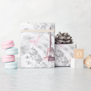 Eiffelturm vor dem Hintergrund der Orchideenwra Geschenkpapier