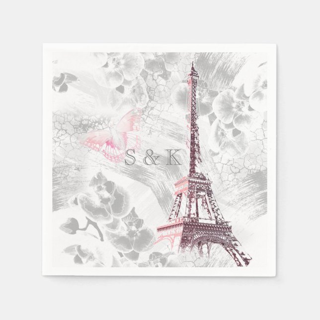 Eiffelturm vor den Orchideen Serviette (Vorderseite)