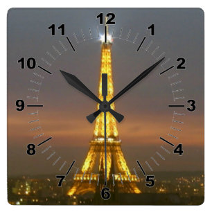 Eiffelturm-Wanduhr Quadratische Wanduhr