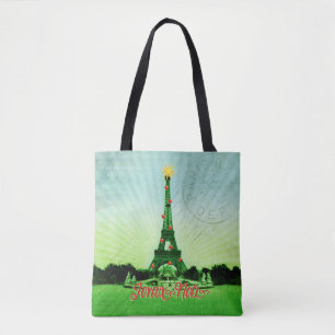 Eiffelturm-Weihnachtscollage Tasche