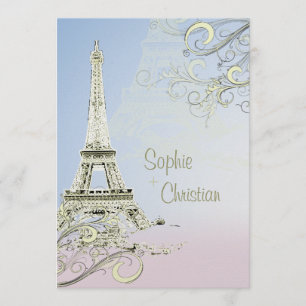 Eiffelturm + Wirbel Hochzeitsaufenthalte Einladung