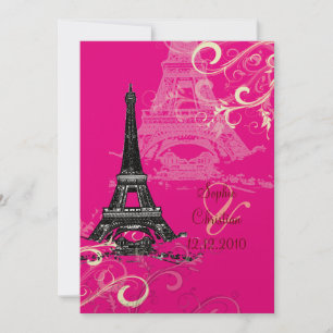 Eiffelturm + Wirbel Hochzeitsaufenthalte Einladung