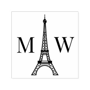 Eiffelturm Zwei Initialen Paar Hochzeitsmonogramm  Permastempel