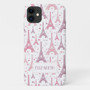 Eiffelturme und Herzen personalisiert Case-Mate iPhone Hülle