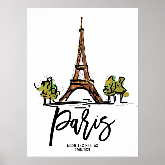 Eiffelturmparis ROMANTIC COUPLE Poster (Vorne)