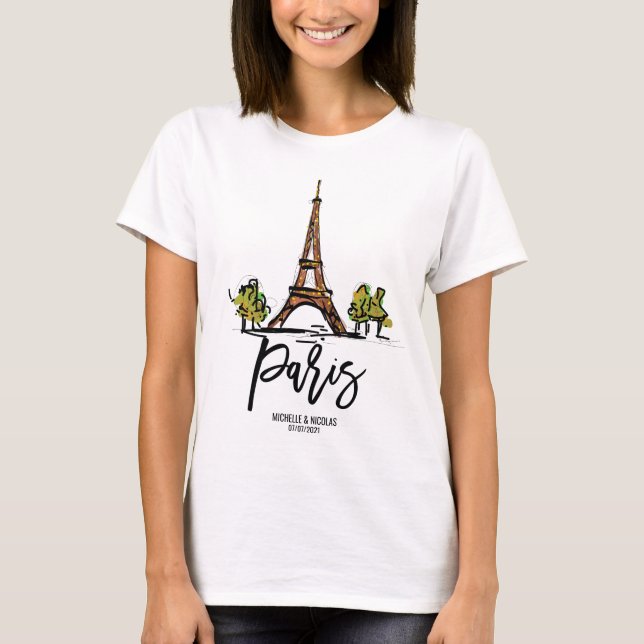 Eiffelturmparis ROMANTIC COUPLE T-Shirt (Vorderseite)