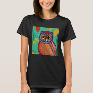 Eigenartige Bunte Volkskunst Abstrakt Eule T-Shirt
