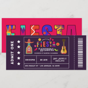 Eigenartige mexikanische Fiesta-Ticket-Style-Hochz Einladung