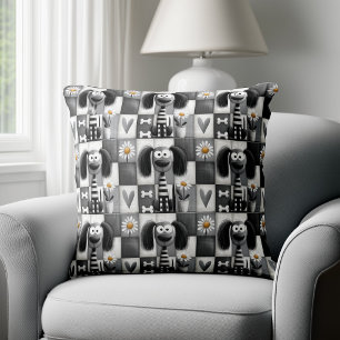 Eigenartiges Patchwork-Gestreiftes Hundemuster Kissen