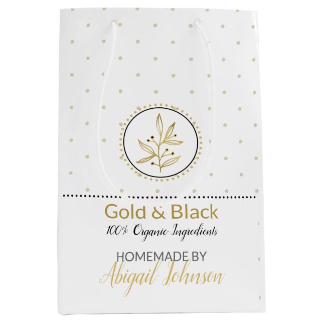 Eigene Bath-und Körperpackung | Gold und Schwarz Mittlere Geschenktüte (Vorderseite)