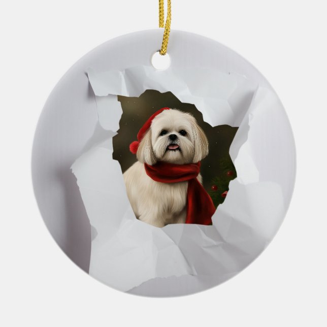 Eigene Begleiter durch Weihnachten pinkeln Keramik Ornament (Vorne)