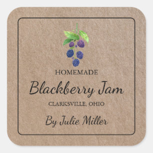 Eigene BlackBerry-Jam Square-Kraft-Papieretikett Quadratischer Aufkleber