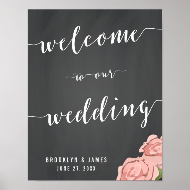 Eigene Chalkboard Hochzeitsempfehlung signieren Poster (Vorne)