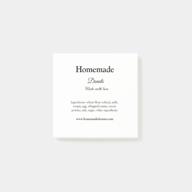 Eigene Donuts mit Liebe ergänzen Text-Website Post-it Klebezettel (Vorderseite)