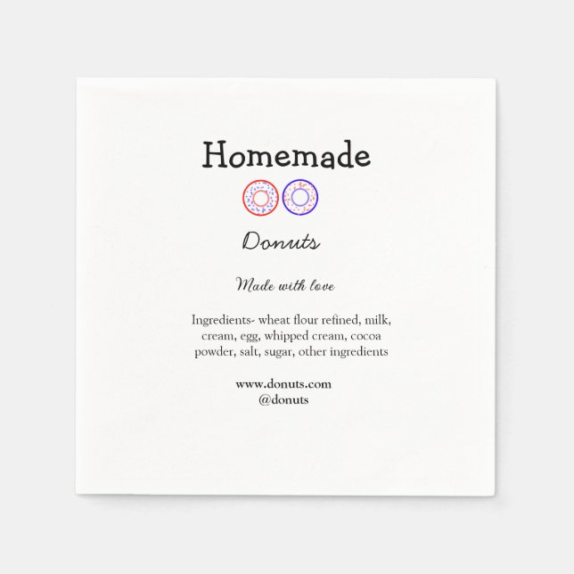 Eigene Donuts mit Liebe ergänzen Text-Website Serviette (Vorderseite)