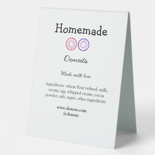 Eigene Donuts mit Liebe ergänzen Text-Website Tischaufsteller (Vorderseite)
