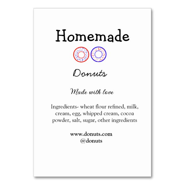 Eigene Donuts mit Liebe ergänzen Text-Website Tischnummer (Vorderseite)