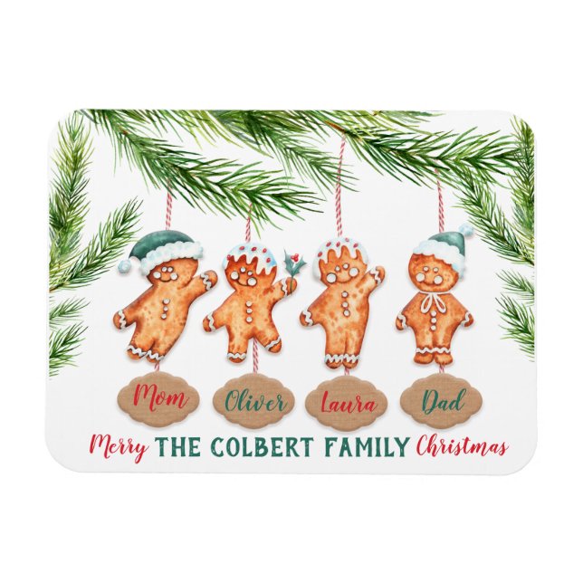 Eigene Familiennamen Weihnachts-Lebkuchenkunst Magnet (Horizontal)