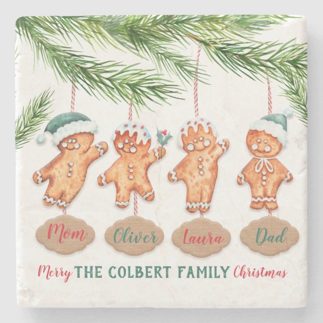Eigene Familiennamen Weihnachts-Lebkuchenkunst Steinuntersetzer (Vorderseite)