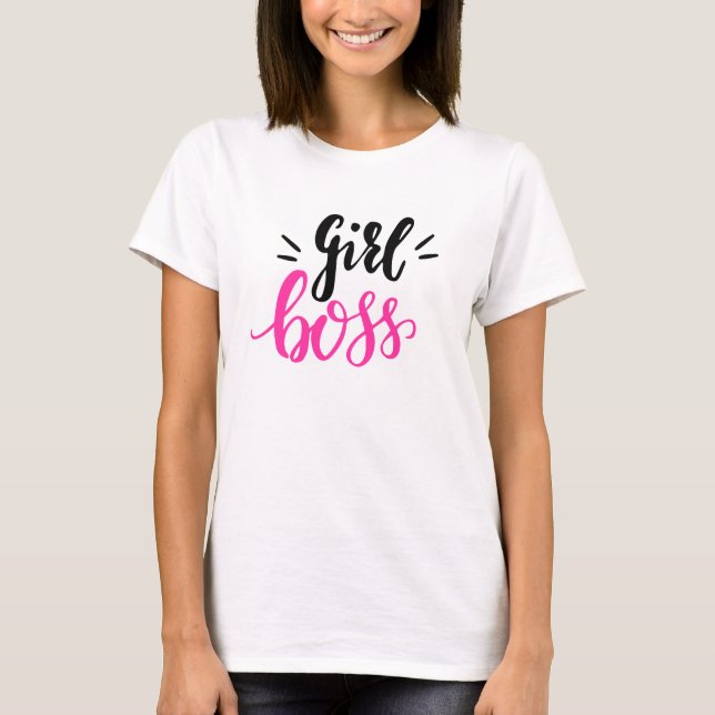 Eigene Girl-Boss-Script-Herz für Mädchen rosa Schw T-Shirt (Vorderseite)