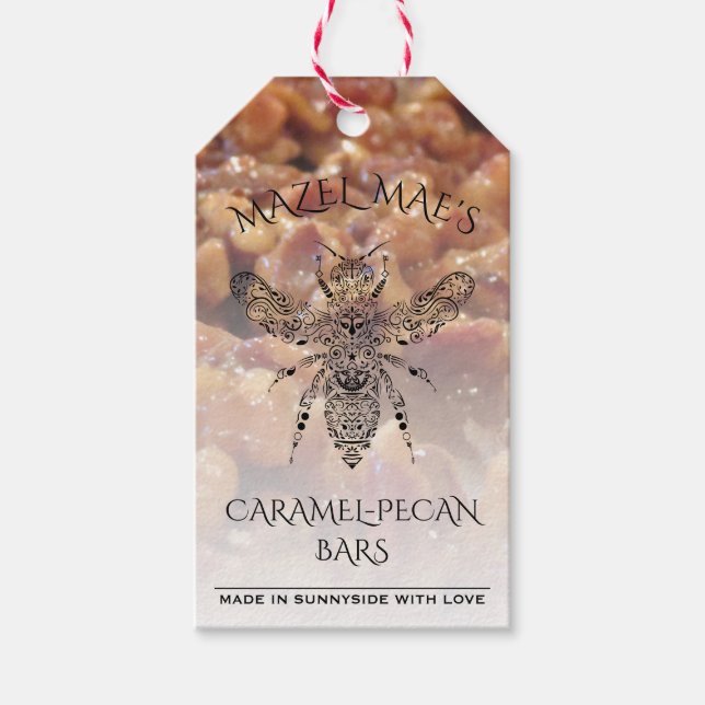 Eigene, hausgemachte Caramel-Pecan-Bars Honey-Labe Geschenkanhänger (Vorderseite)