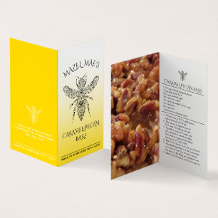 Eigene, hausgemachte Caramel-Pecan-Bars Honey-Labe Visitenkarten