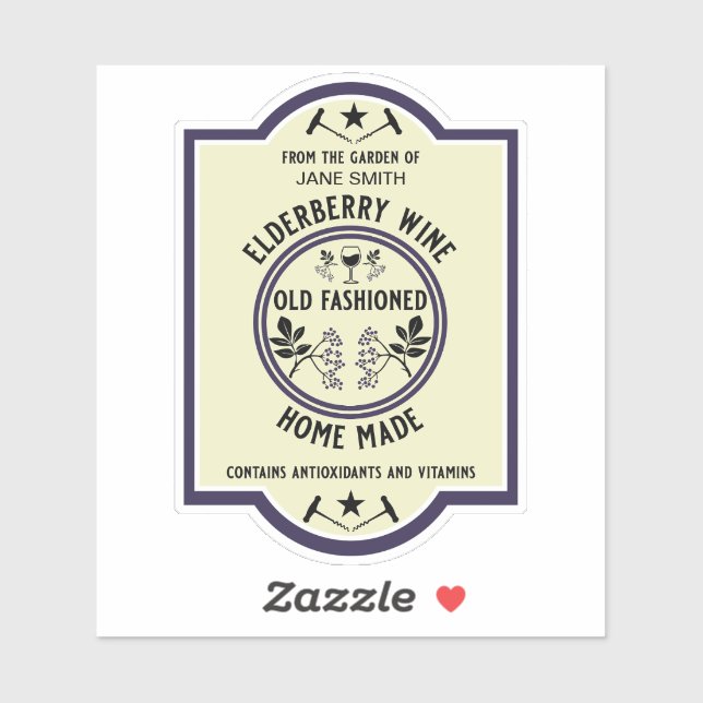 Eigene hausgemachte Elderberry Drinks Aufkleber (Blatt)