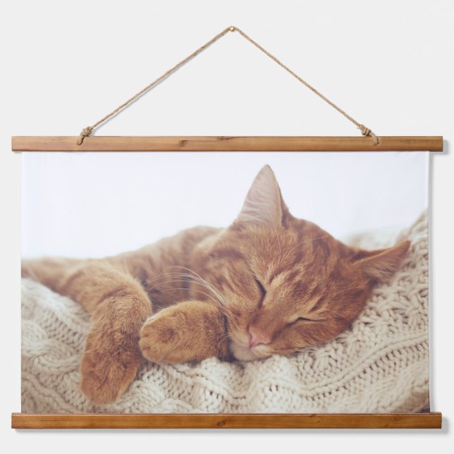 Eigene hinzufügen | Benutzerdefiniertes Cat-Foto Wandteppich Mit Holzrahmen (Vorne)