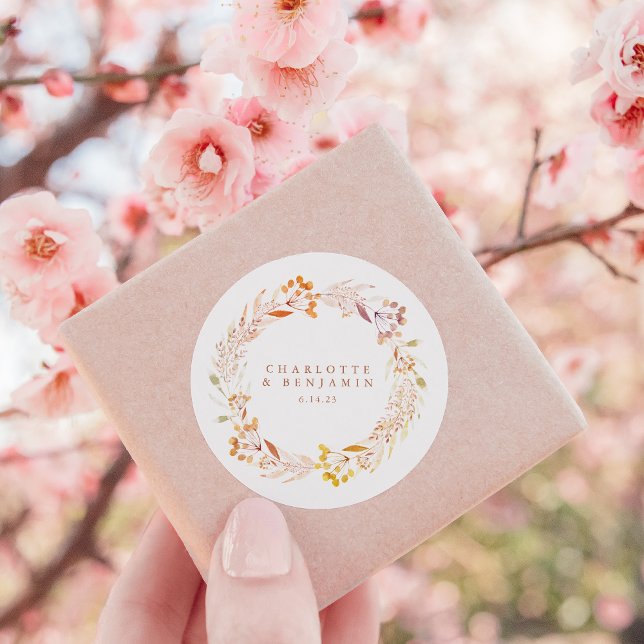 Eigene Hochzeit des Herbstblumenwassers Runder Aufkleber (Von Creator hochgeladen)