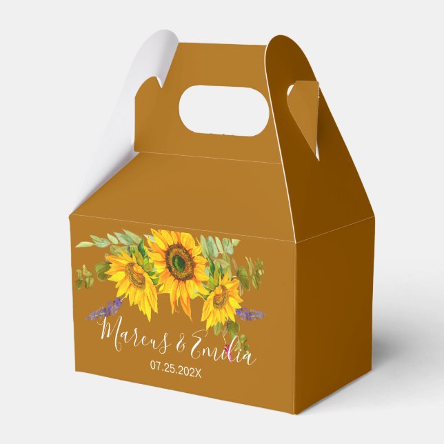 Eigene Hochzeit von Herbst-Sonnenblumen Geschenkschachtel (Vorderseite)