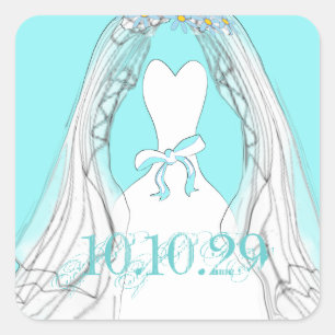 Eigene Hochzeitfarbe Save the Date Quadratischer Aufkleber