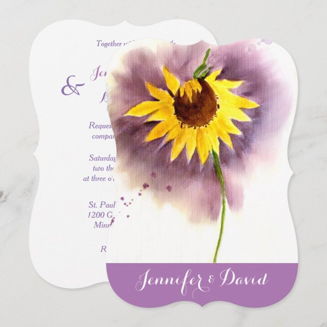 Eigene Hochzeitseinladung für Sonnenblumen Einladung (Vorne/Hinten)