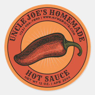 Eigene Hot Sauce Jalapeno Label-Vorlage Runder Aufkleber