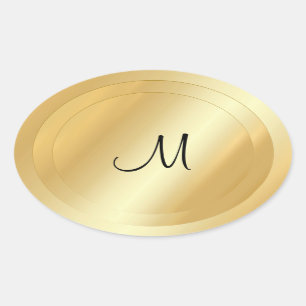 Eigene Imitate Goldhandschrift Monogramm-Vorlage Ovaler Aufkleber
