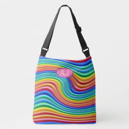 Eigene Initialen Rainbow Pride Large Tote Bag. Tragetaschen Mit Langen Trägern