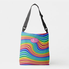 Eigene Initialen Rainbow Pride Tote Bag. Tragetaschen Mit Langen Trägern