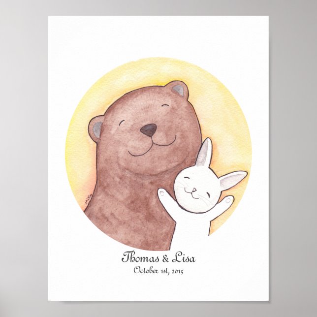 Eigene Jubiläumsgeschenke Bär Bunny Happy Wall Art Poster (Vorne)