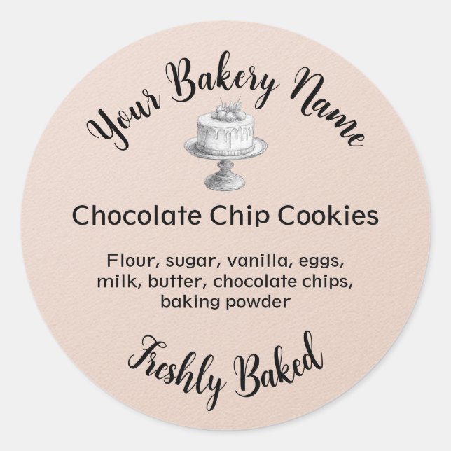 Eigene Konditorei Runder Aufkleber (Vorderseite)